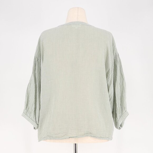 MAISON 123 PARIS Almond Blouse Lightweight Green Stripes Size FR 42 (US 12) - Picture 6 of 10
